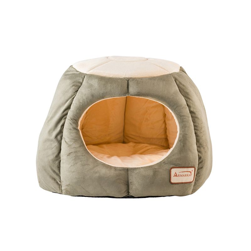 Armarkat Covered Laurel Green/Beige Cat Bed