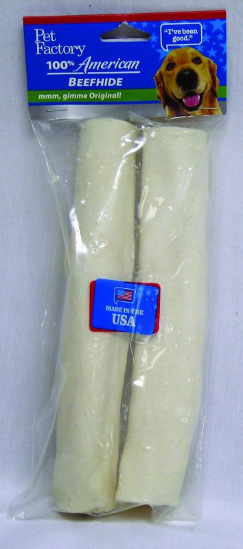 Pet Factory 8 Inch Retrieve Roll Dog Rawhide 10 Pk
