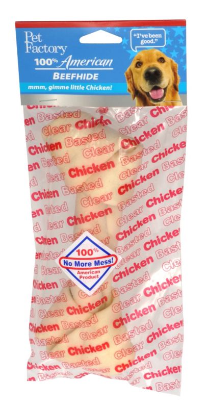Clear Basted Bone Dog Rawhide 6in Beef