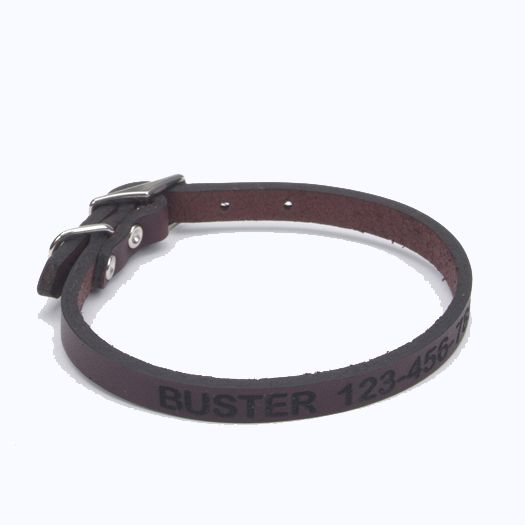 Personalized Leather Dog Collar 22 Inch Mahogany