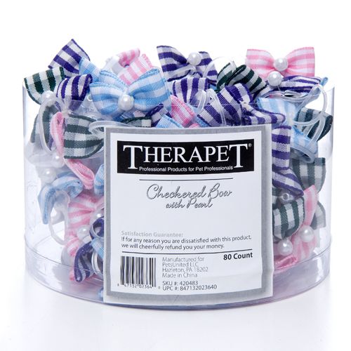 Checkered Bows With Pearls 80 Count