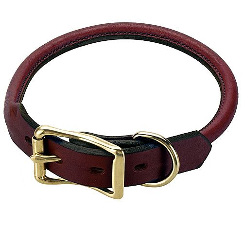 Mendota Rolled Leather Dog Collar 14in x 3/4in