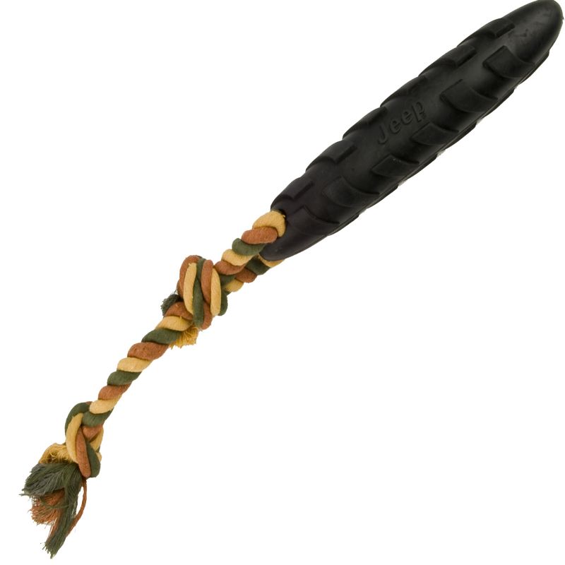 Jeep Rubber Dog Toy With Rope Retriever Stick
