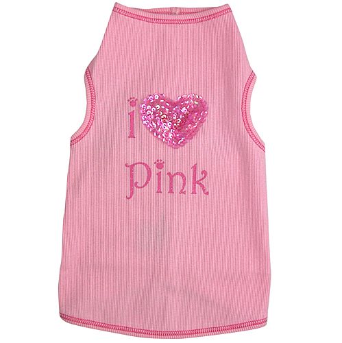 I Love Pink Dog Tank Top Large