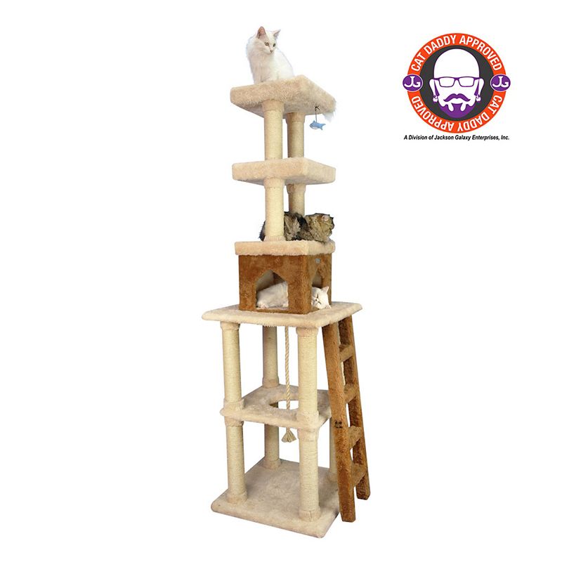 84 Inch Cat Tower with Ladder and Lookout