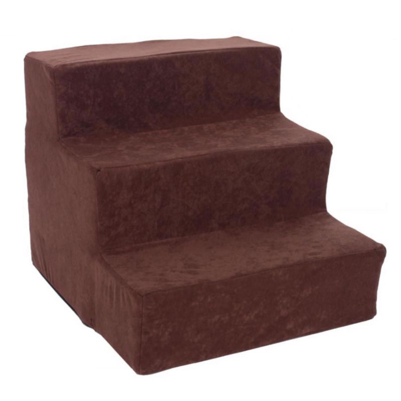 Majestic Pet 3 Step Suede Dog Stairs Chocolate