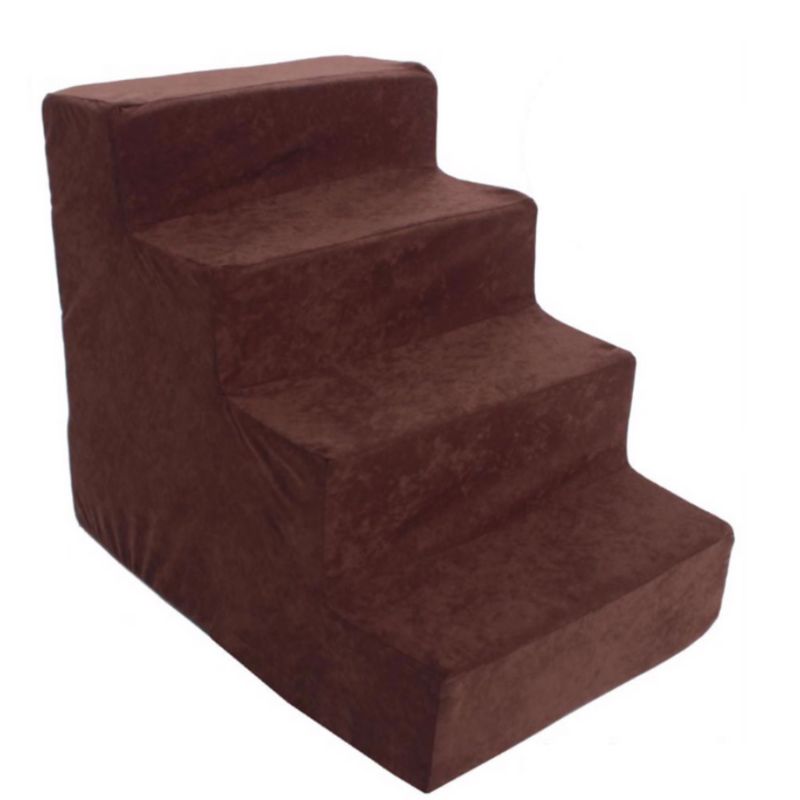 Majestic Pet 4 Step Suede Dog Stairs Chocolate