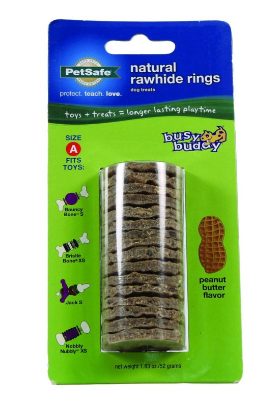 Busy Buddy Rawhide Rings Size A Peanut Butter