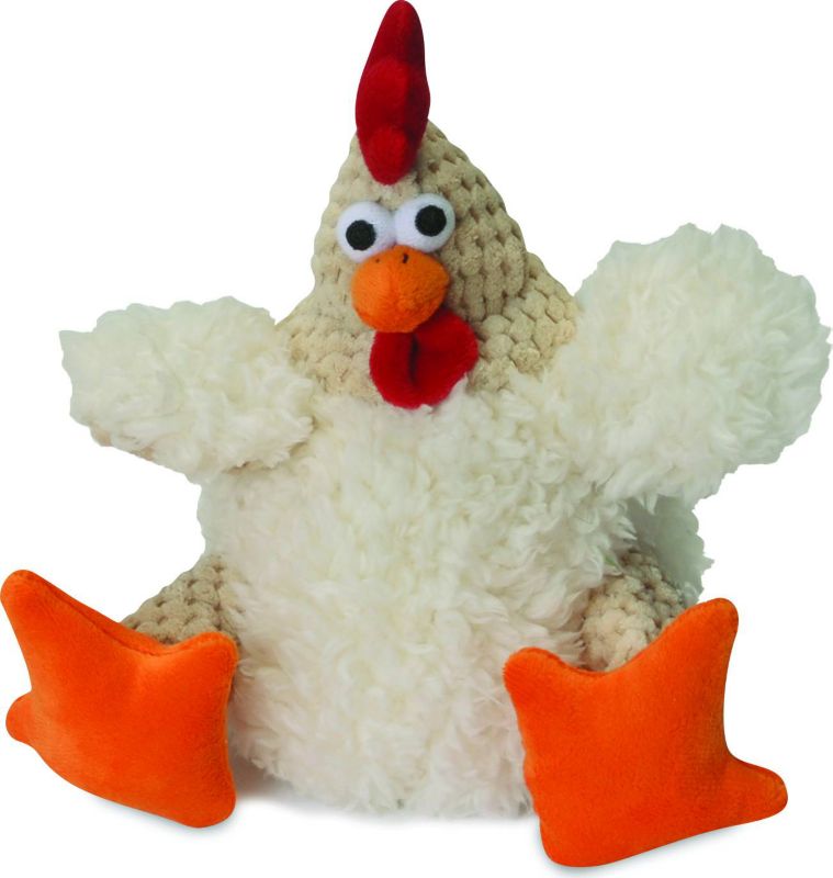 goDog Fat White Rooster Dog Toy Large