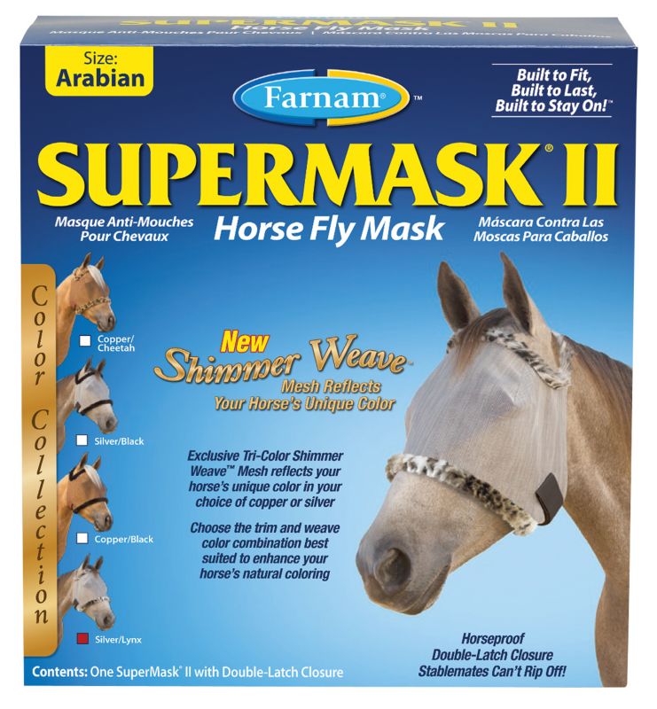 Farnam SuperMask II Shimmer Fly Mask XLg Silver/Ly