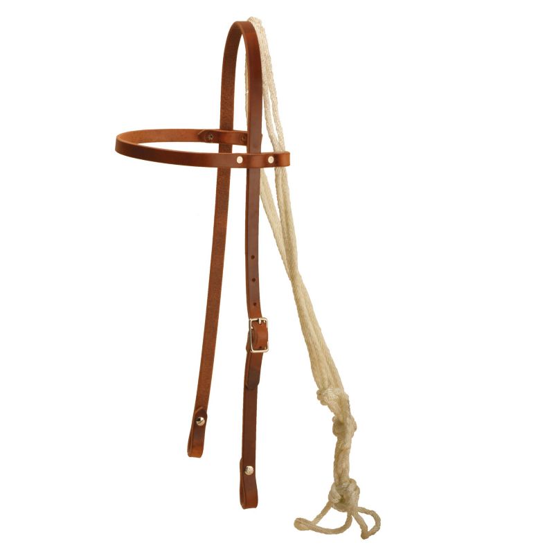 Tory Harness Leather Bosal Headstall with Fiador