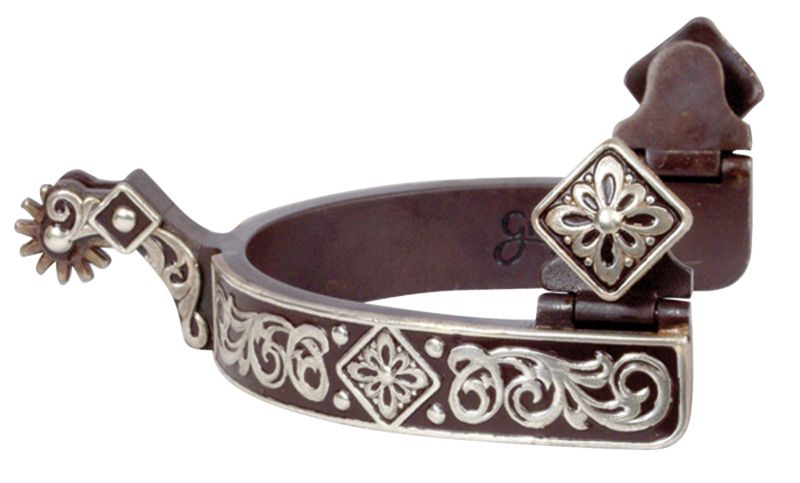 Classic Equine Silver Diamond Scroll 12pt Spurs