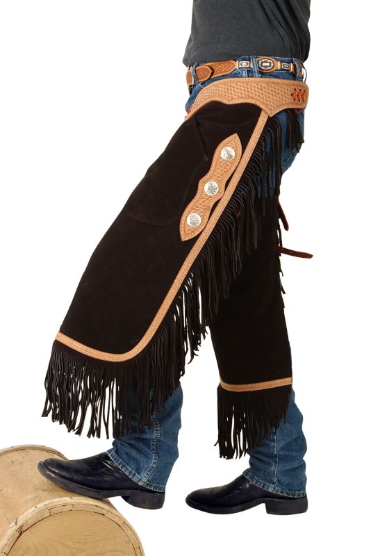 Tough-1 Suede Leather Silver Concho Chinks