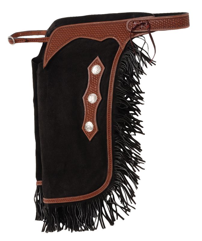 Tough-1 Suede Leather Silver Concho Chinks