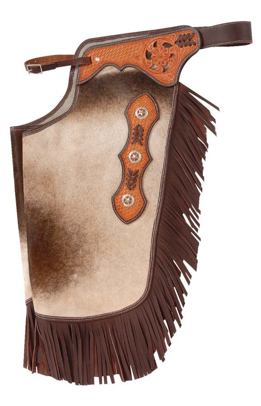 Tough-1 Hair On Leather Silver Concho Chinks