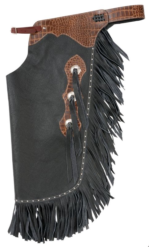 Tough-1 Smooth Leather Gator Tooled Cowboy Chink