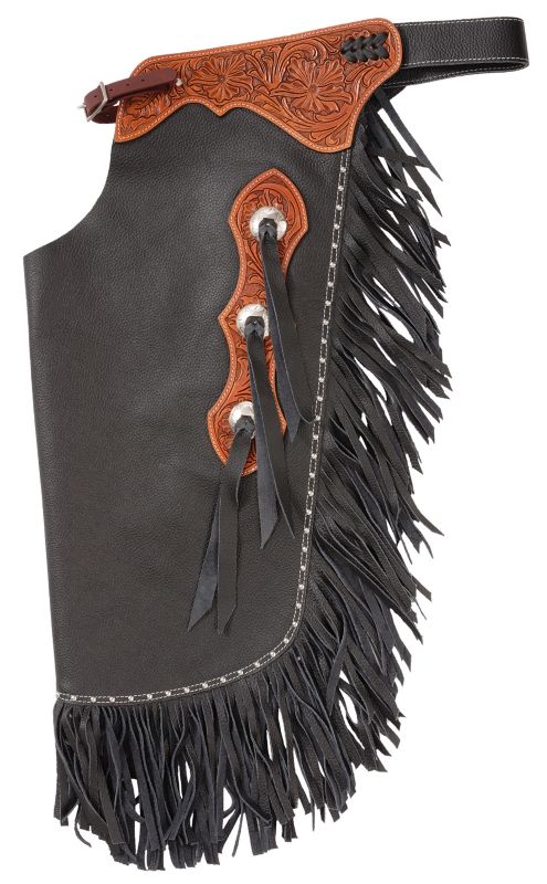 Tough-1 Leather Floral Tooled Cowboy Chinks