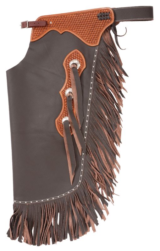 Tough-1 Leather Basket Tooled Cowboy Chinks
