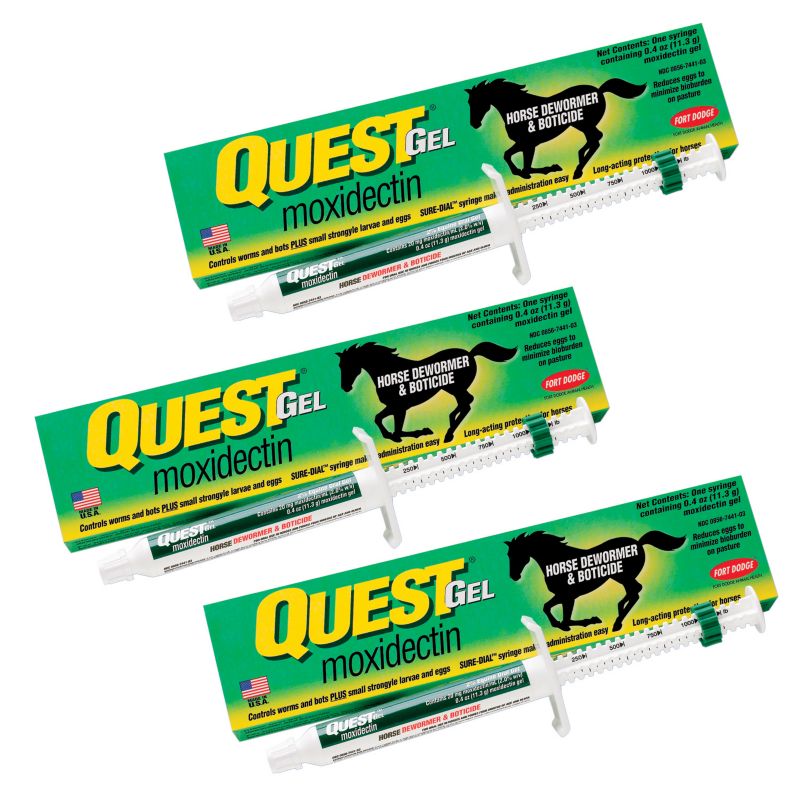 Quest 20mg Moxidectin Single Dose Gel Wormer 3-PK