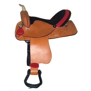 HH Saddlery Red Suede Square Barel Saddle