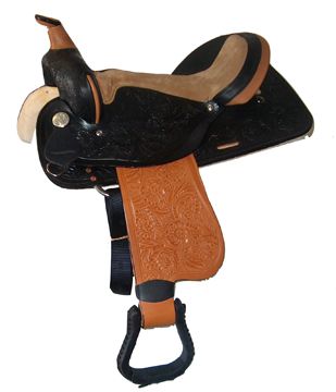 HH Saddlery Floral Two Tone Barrel Saddle