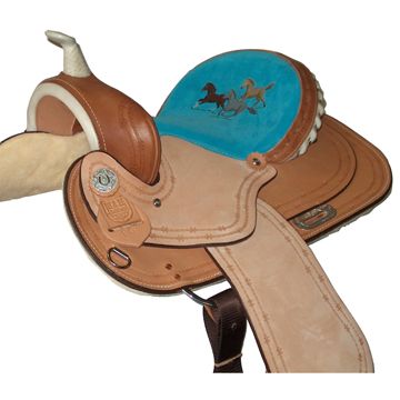 HH Saddlery Turquoise Horse Barrel Saddle