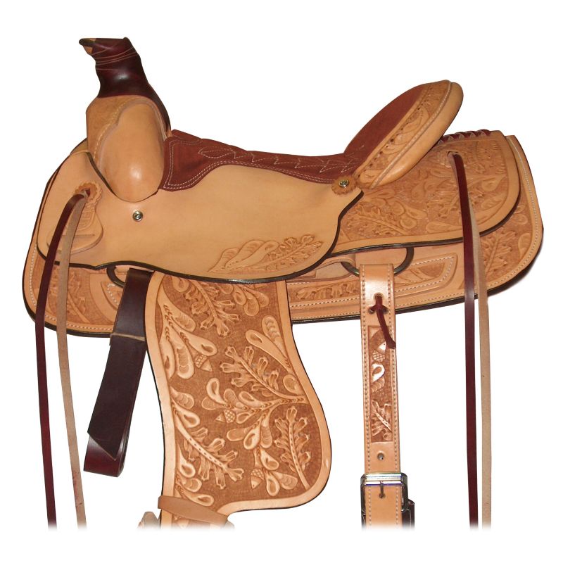 HH Saddlery Oak Leak Tooled Roper Saddle