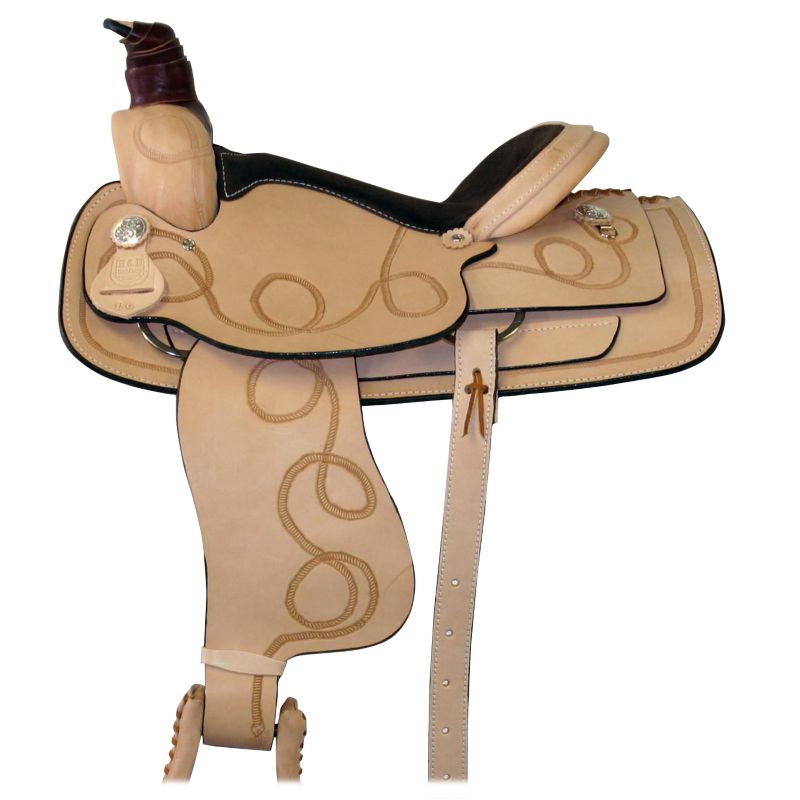 HH Saddlery Hand Tooled Swirly Roper Saddle