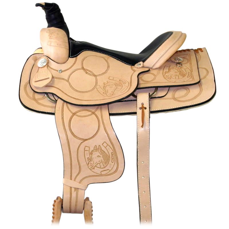 HH Saddlery Hand Tooled Horseshoe Roper Saddle