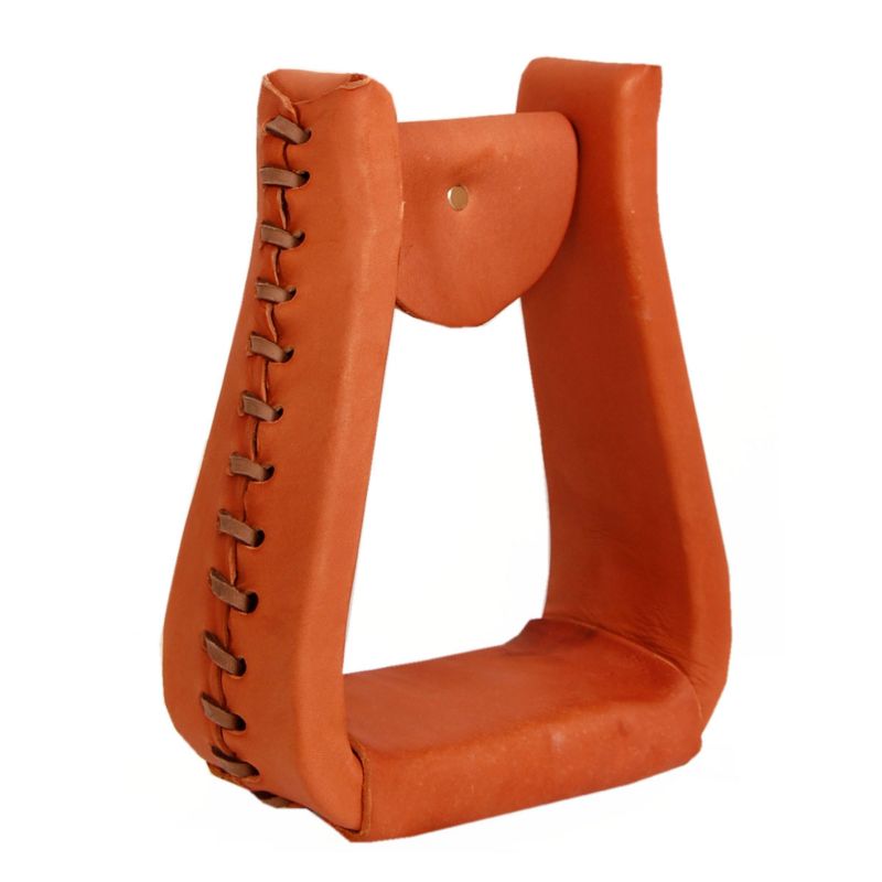 American Leather Covered Deep Roper Stirrups