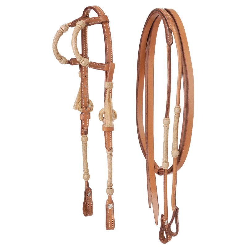 Royal King Braided Rawhide Tassel Dbl Ear Headstal
