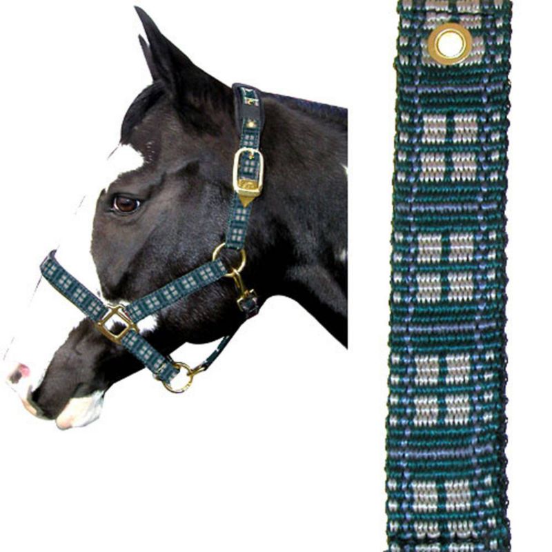 Plaid Adj Nylon Padded Halter w/Snap