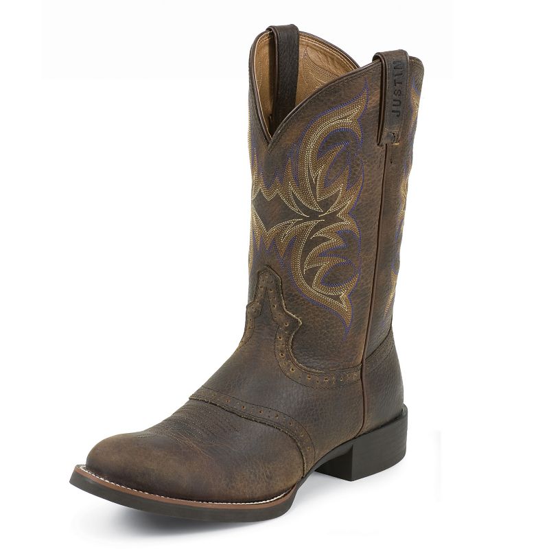 Justin Mens Stampede Cattleman Boots Brown