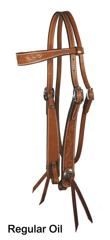 Circle Y Flared Leaf Tool Browband Headstall