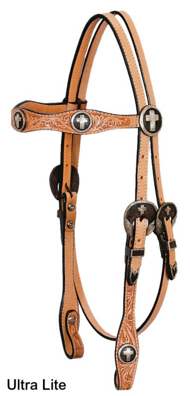 Circle Y Iron Cross Floral Browband Headstall