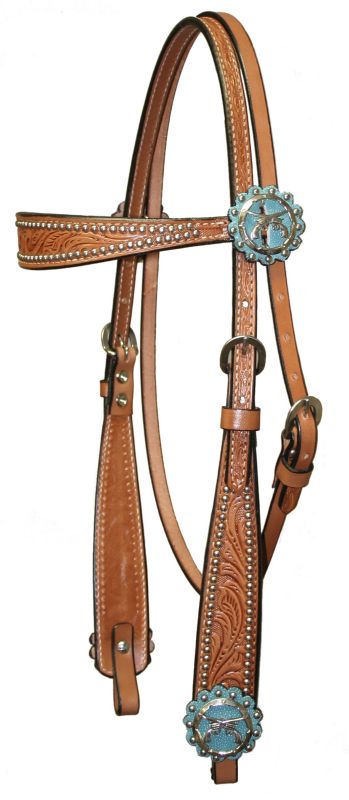 Circle Y Turquoise Pistols Browband Headstall