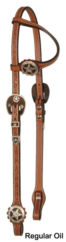 Circle Y Iron Star Floral Single Ear Headstall
