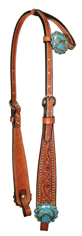 Circle Y Turquoise Pistols Single Ear Headstal