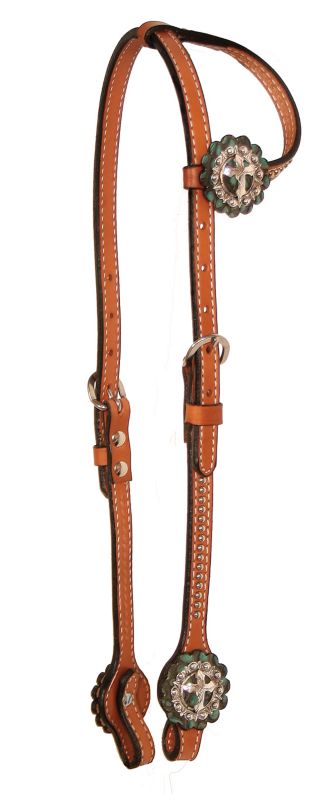 Circle Y Turquoise Cross Single Ear Headstall