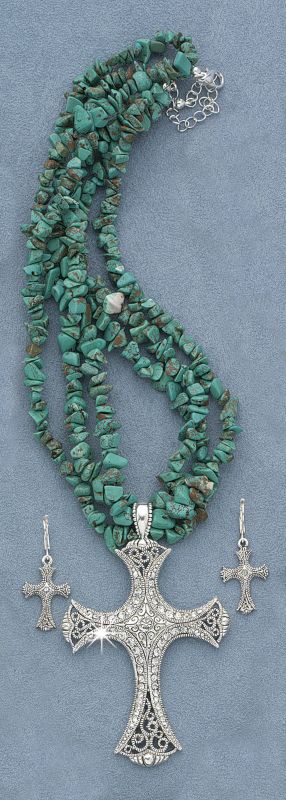 Turquoise Three Strand Cross Set