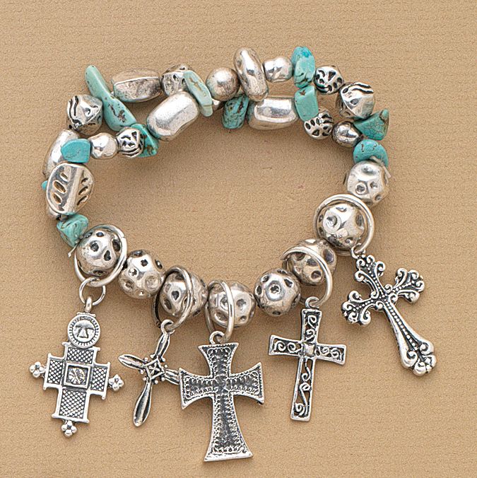 Turquoise Cross Charm Bracelet