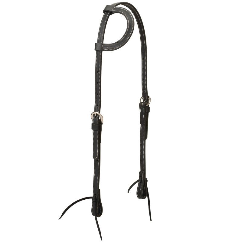 Weaver Black Leather Sliding Ear Headstall