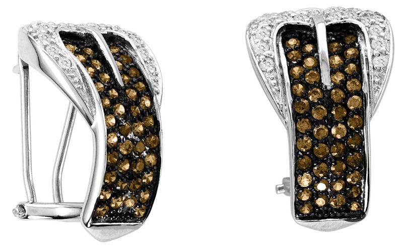 Kelly Herd Pave Buckle Earrings Chocolate