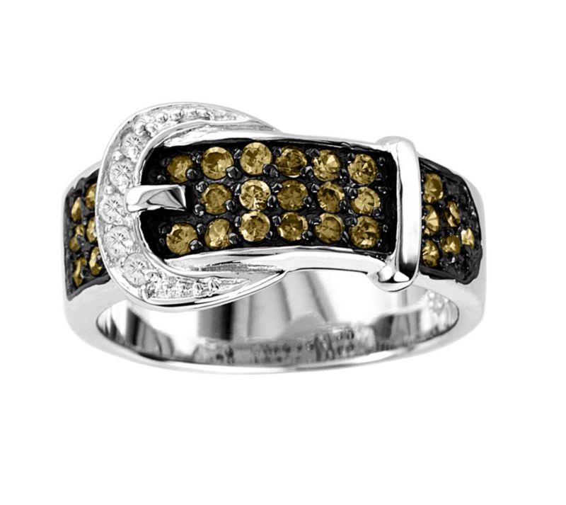 Kelly Herd Ladies Chocolate CZ Buckle Ring