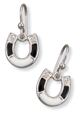 Kelly Herd Onyx Silver Single Horseshoe Earrings