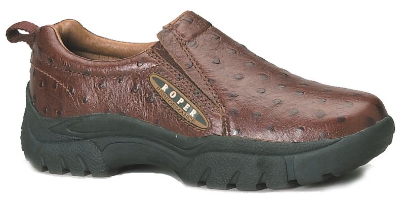 Roper Mens Brown Faux Ostrich Slip On Shoe