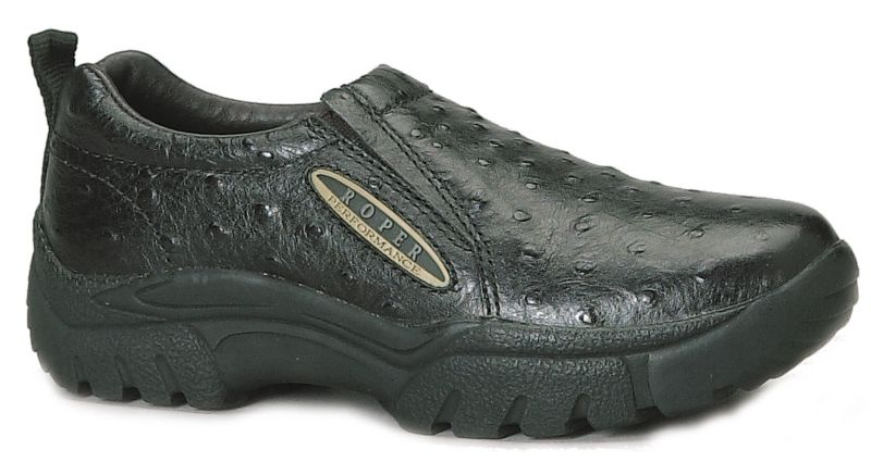 Roper Mens Black Faux Ostrich Slip On Shoe