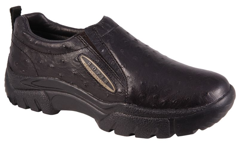 Roper Ladies Black Faux Ostrich Slip On