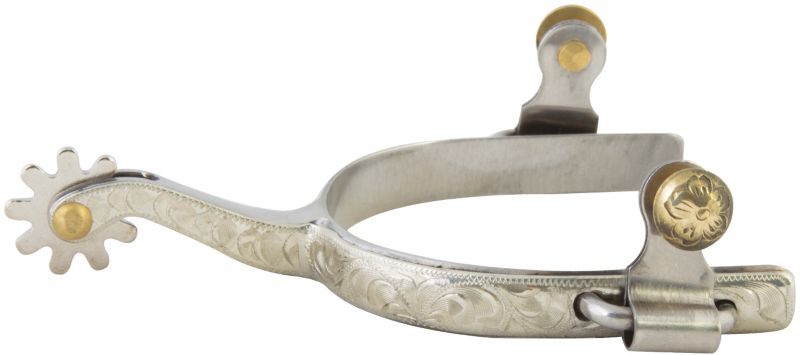 Western SS Engraved 10pt Mens Roping Spurs