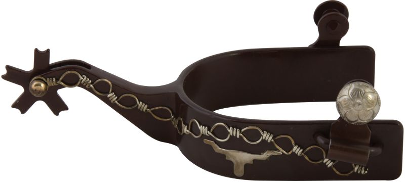 Western AT Barbwire Longhorn 5pt Mens Bull Spurs